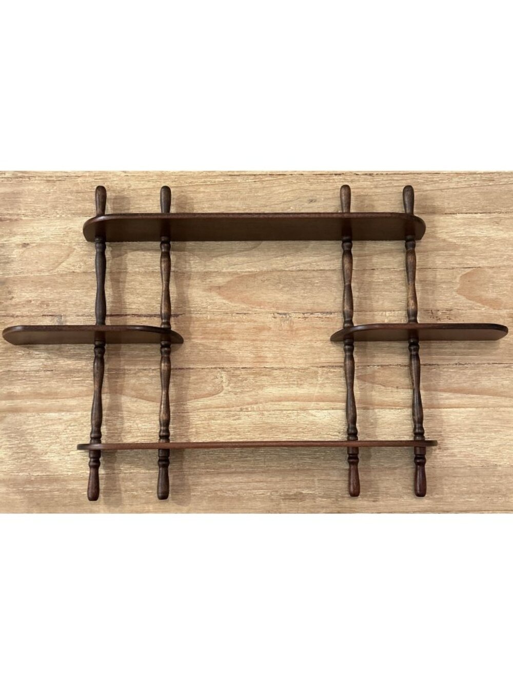 Vintage 70s Jacobean Spindle Wall Shelf Knick Knack Display Mid Century Cottage